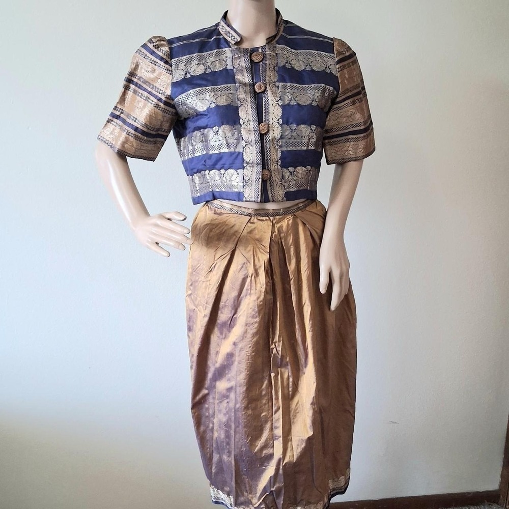 Vintage 60s Couture Silk Brocade 2 Piece Skirt Set 2 / 4 XS